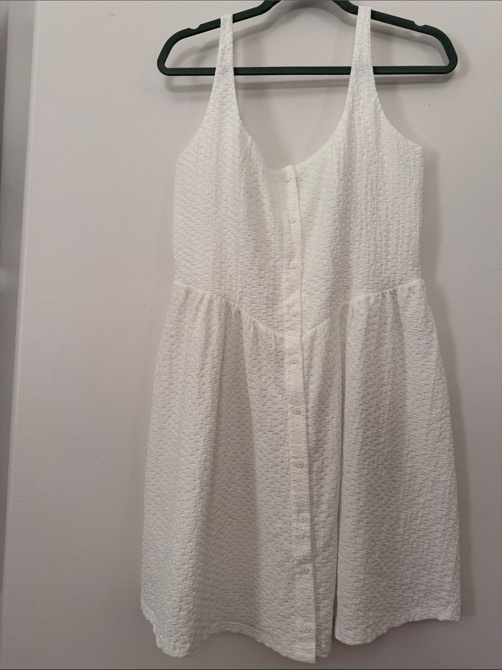 Mango White Textured Mini Dress